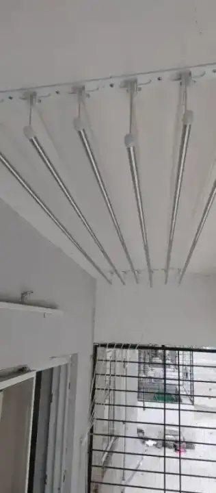 Ceiling mounted cloth hanger installation for apartment balcony in Porur Chennai