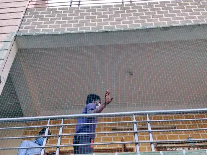 Pigeon net installation for balcony in Chennai apartment